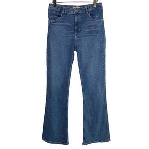 Zara 12 Womens High Rise Jeans Straight Wide Flare Medium Blue